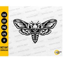 Moth With Skull SVG | Gothic T-Shirt Decal Tattoo Stencil | Cricut Cutfile Silhouette Studio Cuttable Clip Art Vector Di