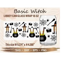 Basic Witch Libbey Can Glass Wrap svg, DIY for Libbey Can Shaped Beer Glass 16 oz cut file for Cricut and Silhouette Ins