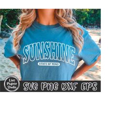 Sunshine State Of Mind Svg Png, Varsity Sunshine Svg, Sunshine on My Mind Svg, Summer Vibes Svg, Retro, Digital Download