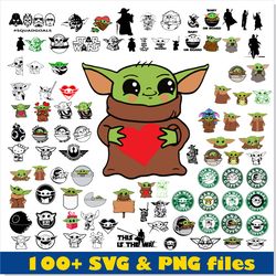 Star Wars Baby Yoda SVG PNG Clipart Vector Bundle, Baby Yoda SVG Bundle, Baby Yoda PNG Bundle, Star Wars SVG PNG Bundle