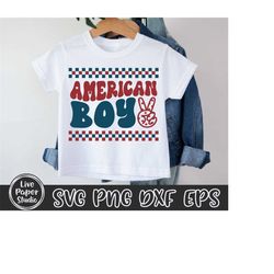 American Boy SVG PNG, 4th of July Svg, Patriotic Svg, Fourth Of July Svg, Independence Day, Wavy Text, Digital Download