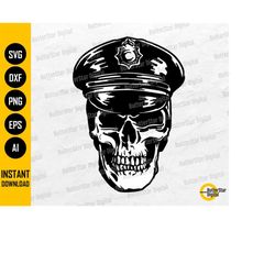 cop skull svg | skeleton police svg | police force t-shirt vinyl decals graphics | cricut silhouette clip art vector dig