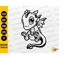 Baby Dragon SVG | Fantasy SVG | Cute Mythical Animal SVG | Cricut Cutting File Silhouette Printables Clip Art Vector Dig