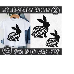 Easter Svg, Mama Bunny Baby Bunny SVG, Family Easter Svg, Bunny Silhouette Svg, Rabbit, Mommy and Me, Digital Download P