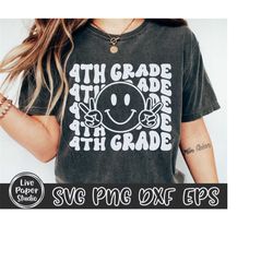 Groovy Fourth Grade SVG, Fourth Grade Svg, 4th Grade Vibes Svg, Fourth Grade Teacher Svg, Back To School, Kids Shirt, Di