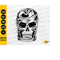 skull beer can svg | soda can svg | soda pop svg | alcoholic drink bar canister tallboy | cutting file clipart vector di