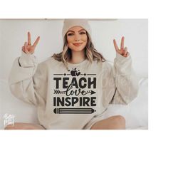 Teach Love Inspire SVG PNG, School SVG, Teacher Appreciation Svg, Blessed Teacher Svg, Back to School Svg, Inspirational