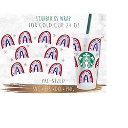 Full Wrap 4th of July Starbucks Cup SVG, 4th of July svg, Starbuck Cup SVG, DIY Venti for Cricut 24oz venti cold cup, Di