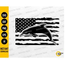 US Dolphin SVG | USA Flag Svg | Ocean Sea Creature Tropical Animals | Cricut Cutting Files Printable Clip Art Vector Dig