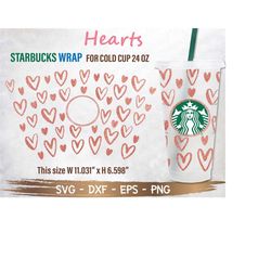 Heart Starbucks Cup SVG, Heart SVG, valentine svg, DIY Venti for Cricut 24oz venti cold cup, Digital Download Active