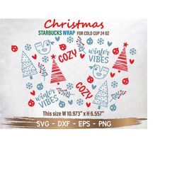 Christmas Starbucks Cup SVG, Winter Vibes svg, DIY Venti for Cricut 24oz venti cold cup, Instant Download