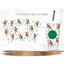 Christmas Frog SVG, Full Wrap 24 oz Venti Cold Cup, SVG Cut files for Cricut, Silhouette, Digital Download