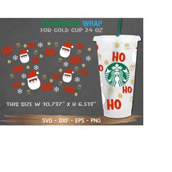 Ho Ho Christmas Starbucks Cup SVG, Ho Ho Christmas SVG, Christmas svg, DIY Venti for Cricut 24oz venti cold cup, Instant