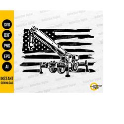 US Crane SVG | USA Construction Svg | Heavy Equipment T-Shirt Decal Graphics | Cutting File Printables Clipart Vector Di