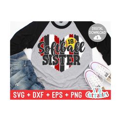 Softball Sister svg - Softball Cut File - svg - dxf - eps - png - Softball Heart Brush Strokes - Silhouette - Cricut - D