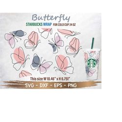 Butterfly Starbucks Cup SVG, Butterfly SVG, DIY Venti for Cricut 24oz venti cold cup,Instant Download