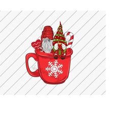 Hot Cocoa png, Gnome and Hot Chocolate, Christmas Mug png, Sublimation Designs, Cute Gnome Design, Holiday png, DTG File