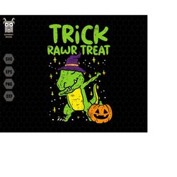 Trick Rawr Treat Svg, Funny Dinosaur, Spooky Halloween, Funny T-Rex, Spooky Pumpkin Svg, Witch Hat, Fall Cut Files, Tric