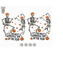 It's The Most Wonderful Time Svg Bundle, Of The Year Svg, Skeletons Halloween Dance, Funny Skeletons, Spooky Pumpkin Svg
