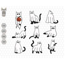 Funny Cat Ghost Svg Bundle, Cat Quotes Svg, Cute Cat Ghost, Cat Lovers, Halloween Cat Svg, Cat Halloween Svg,Funny Cat G