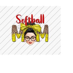 Softball Mom Bun png, Black Hair Messy Bun png, Sports Mom png, Sublimation Designs Downloads, DTG Files, Baseball png