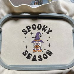 Spooky Season Embroidery Design, Halloween Embroidery Design, Gnome Embroidery Design, Spooky Vibes Embroidery Design