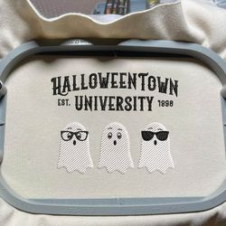 Halloween Town University Embroidery Design, Hello Spooky Embroidery File, Spooky Halloween Embroidery Design