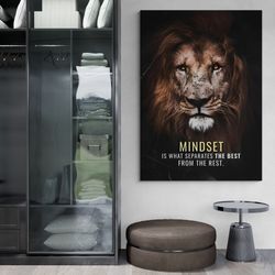 Mentality Lion Wall Art, Entrepreneur Quotes Framed Canvas, Success Quote Wall Art, Mindset Artwork, Wild Animal Canvas,
