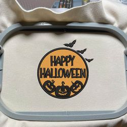 Happy Halloween Embroidery Design, Howdy Pumpkin Horror Halloween Embroidery Machine Design, Retro Pumpkin Embroidery Design
