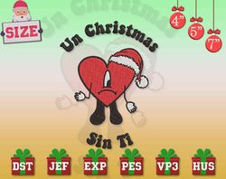 Un Christmas Sin Ti Embroidery, Bad Bunny Embroidery Designs, Christmas Embroidery Designs, Merry Xmas Embroidery Designs