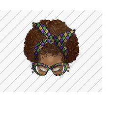 Mardi Gras Afro Messy Bun, Sublimation Designs Downloads, Nola png, Mardi Gras Trip, Fat Tuesday, DTG Files, Black Women
