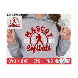 softball svg - softball template - svg - eps - dxf - png - silhouette -  cricut cut file - 0045 - softball team - digita