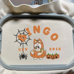 Cartoon Blue Dog Embroidery Design, Blue Dog Pumpkin Embroidery Design, Horror Halloween Embroidery Machine Design