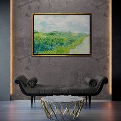 Vincent Van Gogh Wall Art, Wheat Framed Canvas, Green Wheat Fields Auvers, Famous Wall Art, Nature Landscape Canvas, Whi