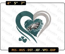 NFL Philadelphia Eagles Heart Embroidery Design, NFL Football Logo Embroidery Design, Famous Football Team Embroidery Design, Football Embroidery Design, Pes, Dst, Jef, Files