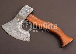 DK- Mini Damascus Steel Axe – Hand Forged Small Axe for Camping and Collecting- Compact Camping & Collectible Hatchet US