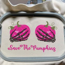 Save The Pumpkins Embroidery Machine Design, Pink Ribbon Embroidery Machine Design, Halloween Spooky Embroidery Design