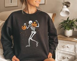 Crewneck For Women Skeleton Halloween, Vintage Halloween Sweatshirt, Skeleton Sweatshirt, Skeleton Halloween Sweater, Fa