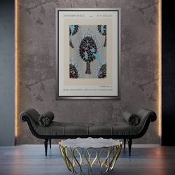 bird pattern wall art, eugene seguy art, animal framed canvas, oriental style, bird pattern artwork, art deco, large bla