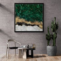 Green Marble Framed Canvas, Luxury Wall Art, Marble Home Decor, Green Gold Marble Canvas, Marble Canvas, Contemporary Bl