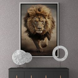 Lion Framed Canvas, Lion Portrait Wall Art, Wild Lion Artwork, Animal Wall Art, Large Wall Art, Lion Artwork, Abstract B