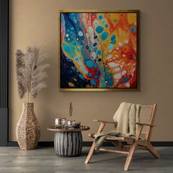 Multicolor Wall Art, Abstract Framed Canvas, Colorful Wall Art, Oil Painting Canvas, Modern Wall Art, Minimal Canvas, Go