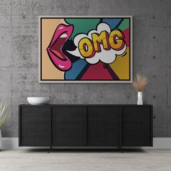 OMG Pop Art Canvas, Colorful Pop Art Framed Canvas, Gift for Home, Pop Art Wall Art, Woman OMG Pop Art, Comic Pop Art, G