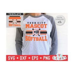 softball svg - softball template - svg - eps - dxf - png - silhouette -  cricut cut file - 0033 - softball team - digita