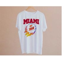 Miami Basketball EST 1988 Vintage Gradient Paint Splash White Shirt, Miami Basketball Team Retro Tee, Sports Tshirt, Ame