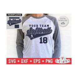 softball svg - softball template 0038 - svg - eps - dxf - png - silhouette -  cricut cut file - softball team - digital