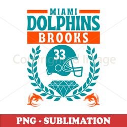 Miami Dolphins Sublimation PNG Digital Download - Brooks 33 Edition 2 - High-quality artwork for your sports apparel
