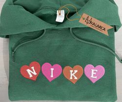Valentine Embroidered Sweashirt, NIKE Red Heart Embroidered Sweatshirt, Matching Couple Embroidered Sweatshirt, Matching Embroidered Crewneck, Custom Embroidered Hoodie, Valentine Gift