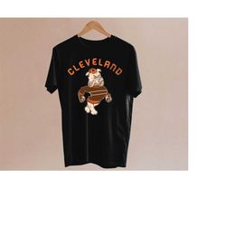Vintage Cleveland Football Funny Mascot Black Shirt, Cleveland Football Team Unisex Shirt, American Football Sports Tshi