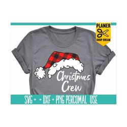 Christmas Crew Svg, Christmas Svg,Santa Svg,Png,Buffalo Plaid Santa Hat Cut Files, Family Matching Shirts Svg,Newborn Cu